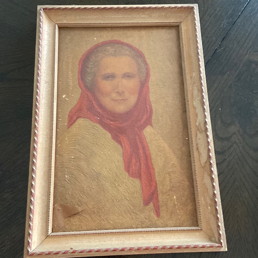 Vintage Sara Bell Painting from 1942 Contented Man & Contented Woman